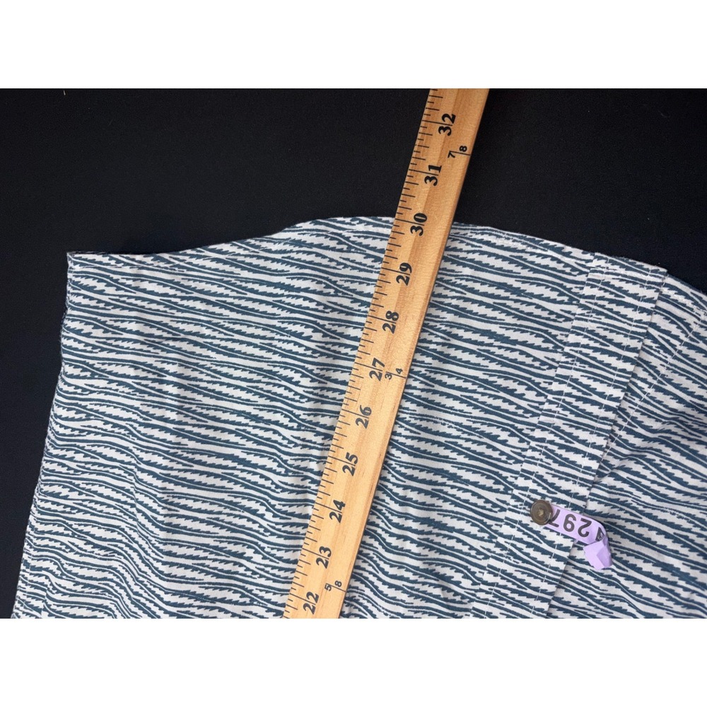Prana Mens Slim Fit Short Sleeve Button Down Shirt White Navy Wave M11202533 LRG - Picture 9 of 10